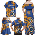 Eagles NAIDOC 2026 Personalised Family Matching Off Shoulder Maxi Dress and Hawaiian Shirt 50 Years of Deadly Aboriginal Art
