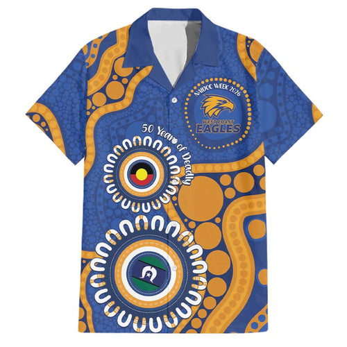 Eagles NAIDOC 2026 Personalised Family Matching Off Shoulder Short Dress and Hawaiian Shirt 50 Years of Deadly Aboriginal Art