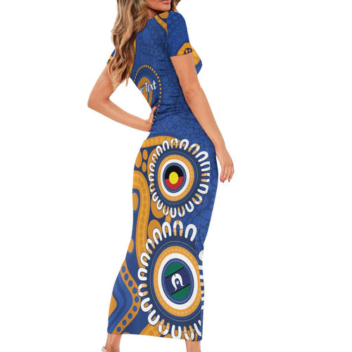 Eagles NAIDOC 2026 Personalised Family Matching Short Sleeve Bodycon Dress and Hawaiian Shirt 50 Years of Deadly Aboriginal Art