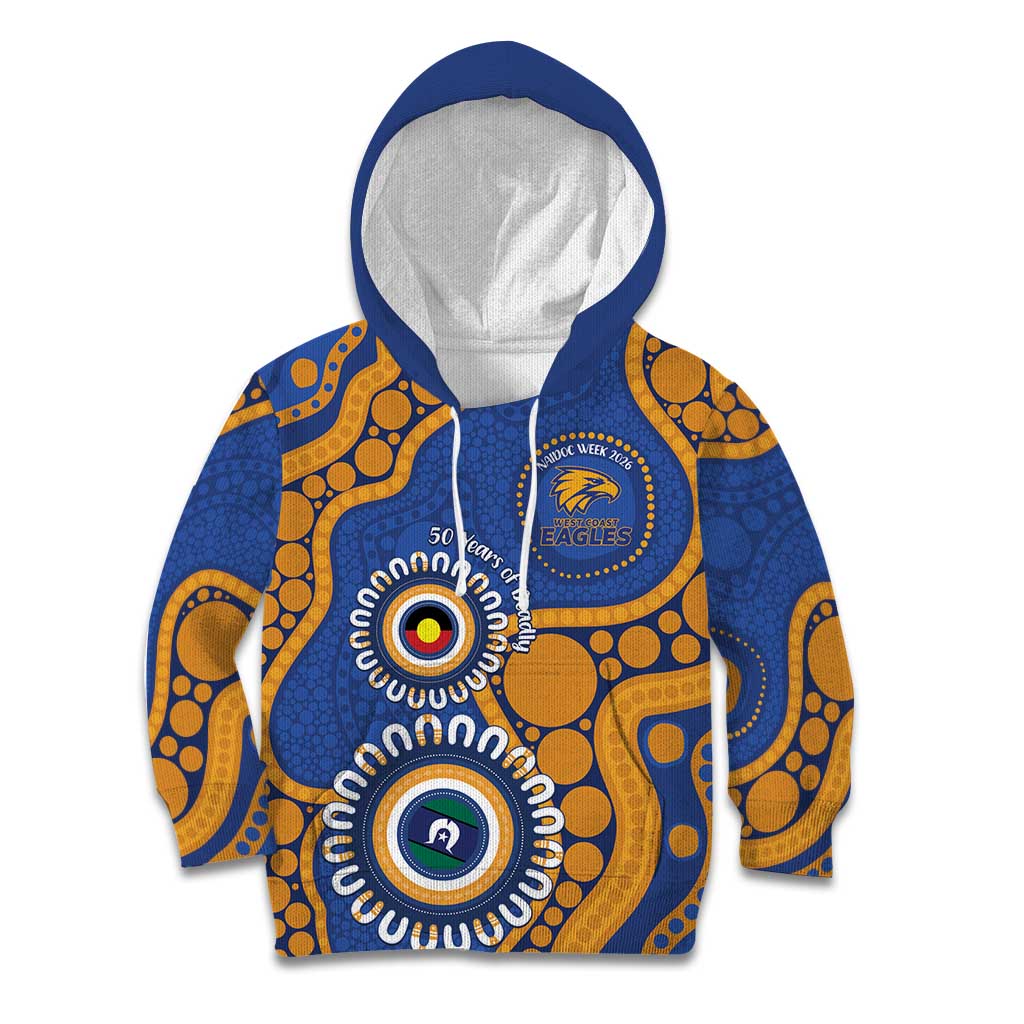 Eagles NAIDOC 2026 Personalised Kid Hoodie 50 Years of Deadly Aboriginal Art