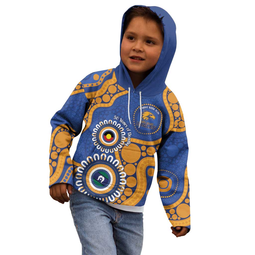 Eagles NAIDOC 2026 Personalised Kid Hoodie 50 Years of Deadly Aboriginal Art