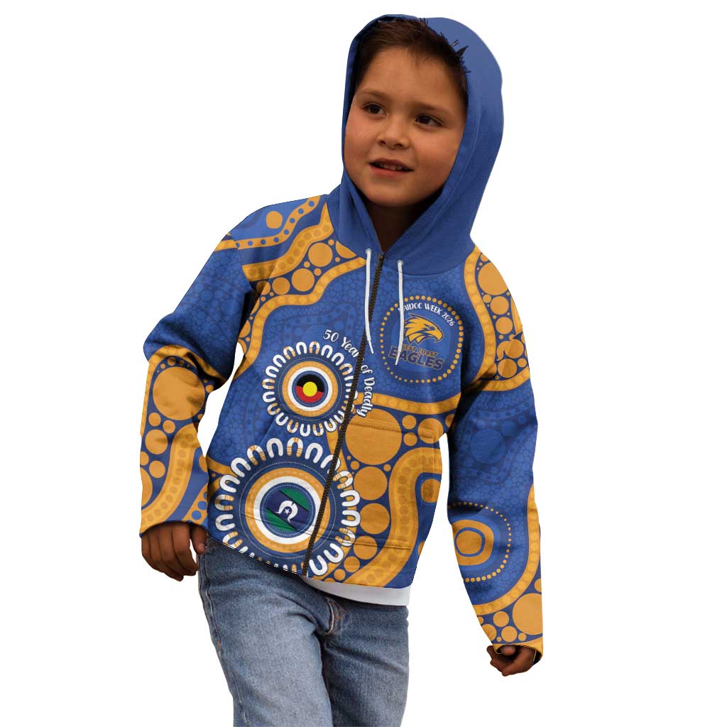 Eagles NAIDOC 2026 Personalised Kid Hoodie 50 Years of Deadly Aboriginal Art