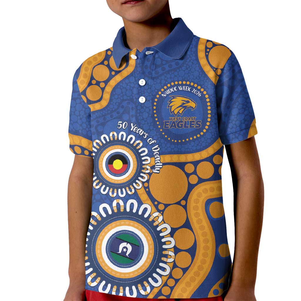 Eagles NAIDOC 2026 Personalised Kid Polo Shirt 50 Years of Deadly Aboriginal Art