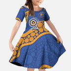 Eagles NAIDOC 2026 Personalised Kid Short Sleeve Dress 50 Years of Deadly Aboriginal Art