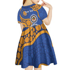 Eagles NAIDOC 2026 Personalised Kid Short Sleeve Dress 50 Years of Deadly Aboriginal Art