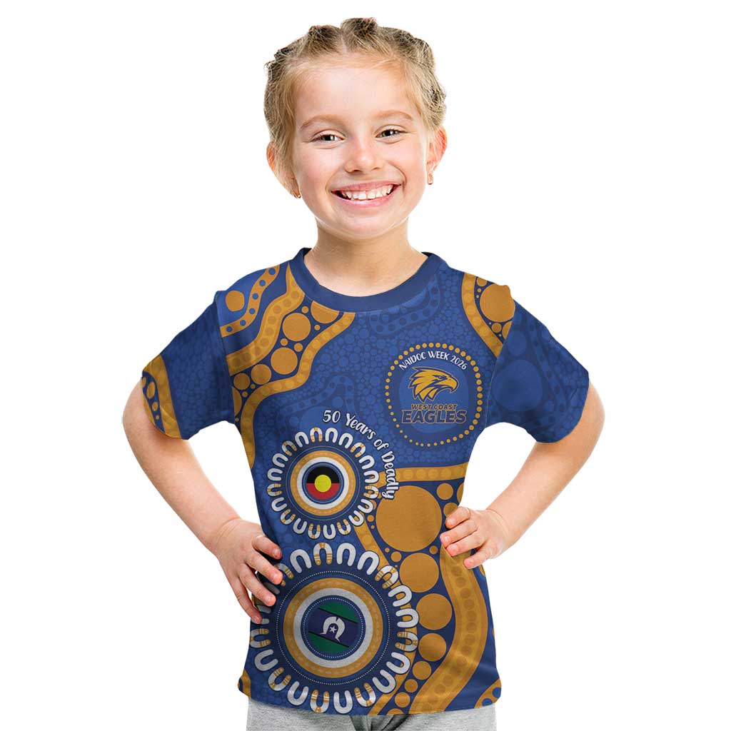 Eagles NAIDOC 2026 Personalised Kid T Shirt 50 Years of Deadly Aboriginal Art