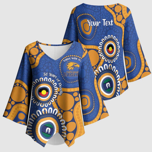 Eagles NAIDOC 2026 Personalised Kimono Sleeve Blouse 50 Years of Deadly Aboriginal Art
