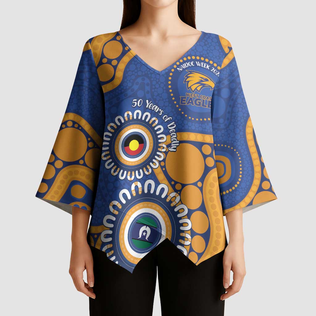 Eagles NAIDOC 2026 Personalised Kimono Sleeve Blouse 50 Years of Deadly Aboriginal Art