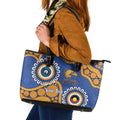 Eagles NAIDOC 2026 Personalised Leather Tote Bag 50 Years of Deadly Aboriginal Art