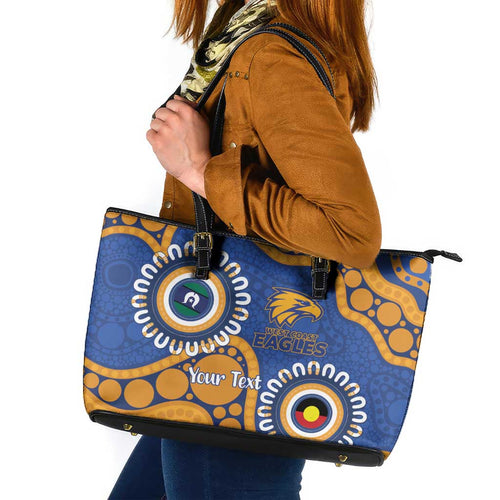 Eagles NAIDOC 2026 Personalised Leather Tote Bag 50 Years of Deadly Aboriginal Art