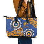 Eagles NAIDOC 2026 Personalised Leather Tote Bag 50 Years of Deadly Aboriginal Art