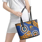Eagles NAIDOC 2026 Personalised Leather Tote Bag 50 Years of Deadly Aboriginal Art