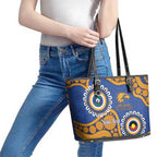 Eagles NAIDOC 2026 Personalised Leather Tote Bag 50 Years of Deadly Aboriginal Art