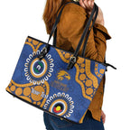 Eagles NAIDOC 2026 Personalised Leather Tote Bag 50 Years of Deadly Aboriginal Art