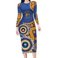 Eagles NAIDOC 2026 Personalised Long Sleeve Bodycon Dress 50 Years of Deadly Aboriginal Art