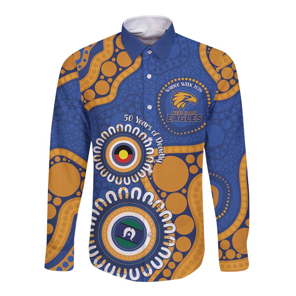 Eagles NAIDOC 2026 Personalised Long Sleeve Button Shirt 50 Years of Deadly Aboriginal Art