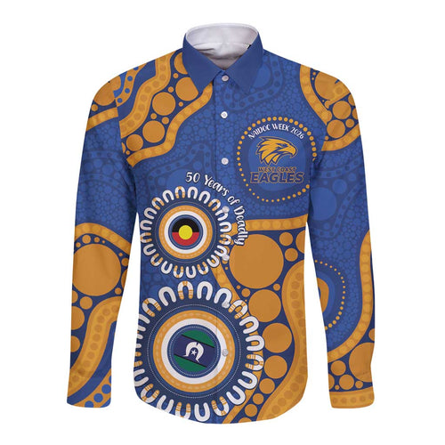 Eagles NAIDOC 2026 Personalised Long Sleeve Button Shirt 50 Years of Deadly Aboriginal Art