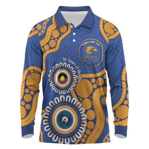 Eagles NAIDOC 2026 Personalised Long Sleeve Polo Shirt 50 Years of Deadly Aboriginal Art