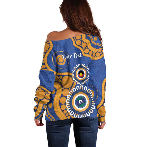 Eagles NAIDOC 2026 Personalised Off Shoulder Sweater 50 Years of Deadly Aboriginal Art