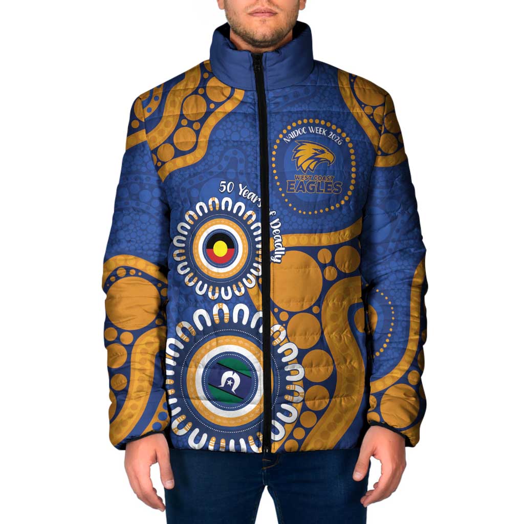 Eagles NAIDOC 2026 Personalised Padded Jacket 50 Years of Deadly Aboriginal Art