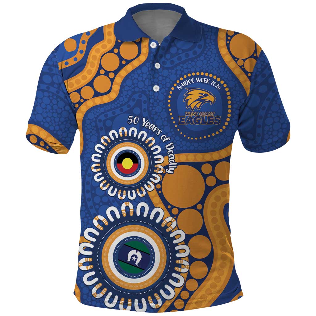 Eagles NAIDOC 2026 Personalised Polo Shirt 50 Years of Deadly Aboriginal Art