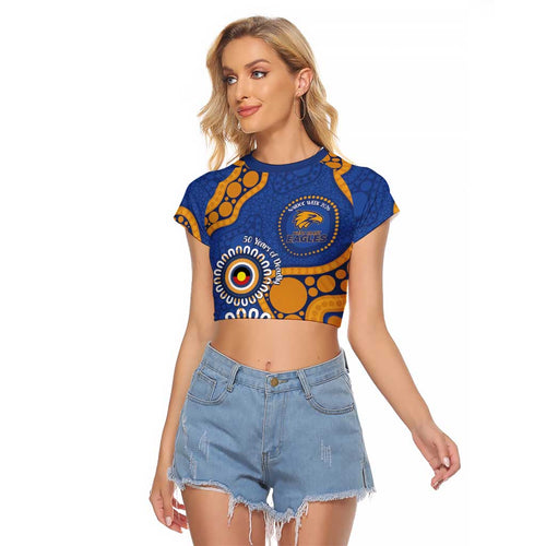 Eagles NAIDOC 2026 Personalised Raglan Cropped T Shirt 50 Years of Deadly Aboriginal Art