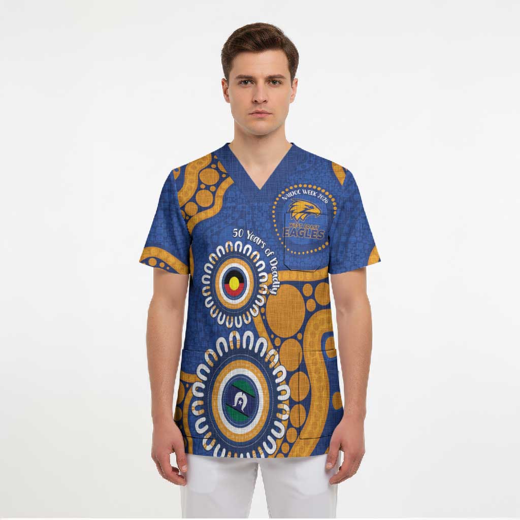 Eagles NAIDOC 2026 Personalised Scrub Top 50 Years of Deadly Aboriginal Art