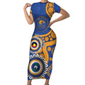 Eagles NAIDOC 2026 Personalised Short Sleeve Bodycon Dress 50 Years of Deadly Aboriginal Art