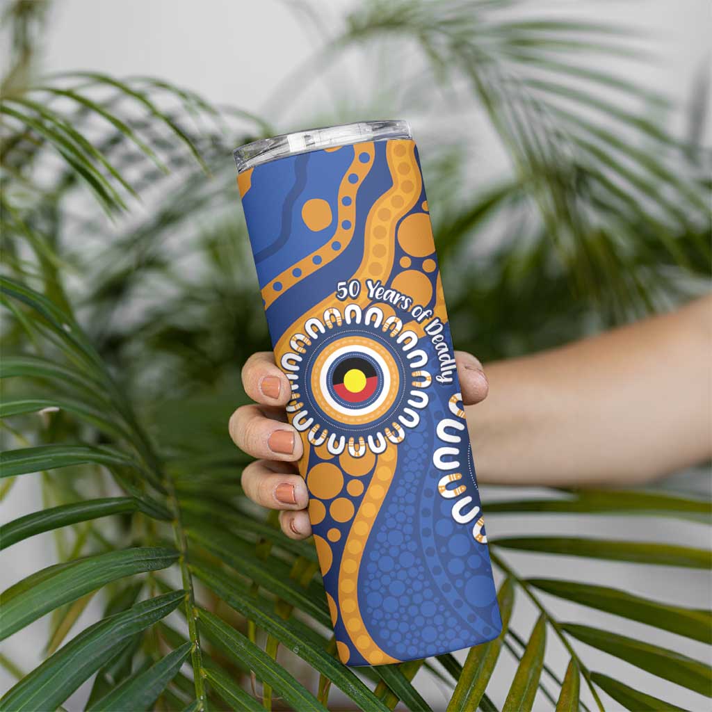 Eagles NAIDOC 2026 Personalised Skinny Tumbler 50 Years of Deadly Aboriginal Art