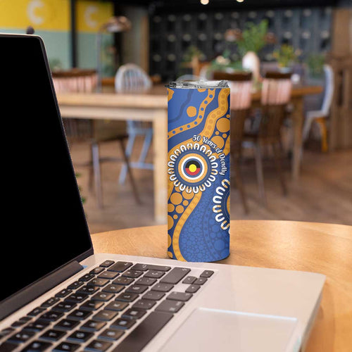 Eagles NAIDOC 2026 Personalised Skinny Tumbler 50 Years of Deadly Aboriginal Art