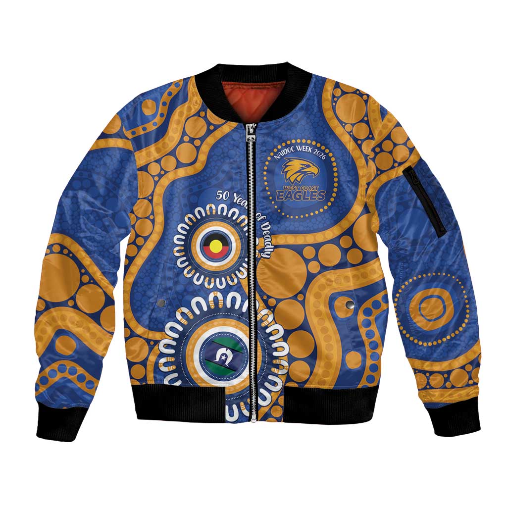 Eagles NAIDOC 2026 Personalised Sleeve Zip Bomber Jacket 50 Years of Deadly Aboriginal Art