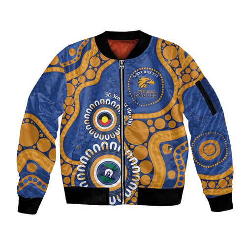 Eagles NAIDOC 2026 Personalised Sleeve Zip Bomber Jacket 50 Years of Deadly Aboriginal Art