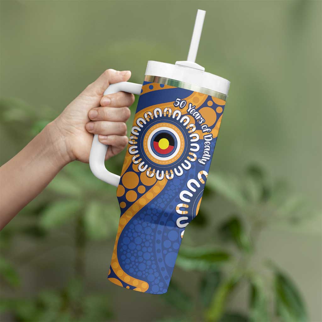 Eagles NAIDOC 2026 Personalised Tumbler With Handle 50 Years of Deadly Aboriginal Art