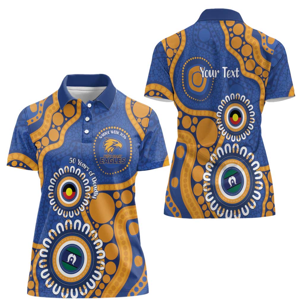 Eagles NAIDOC 2026 Personalised Women Polo Shirt 50 Years of Deadly Aboriginal Art
