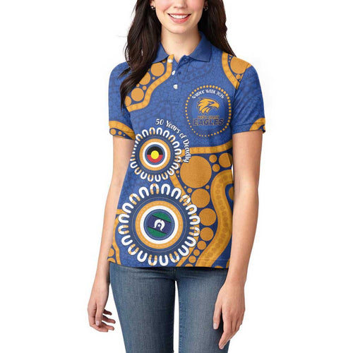 Eagles NAIDOC 2026 Personalised Women Polo Shirt 50 Years of Deadly Aboriginal Art