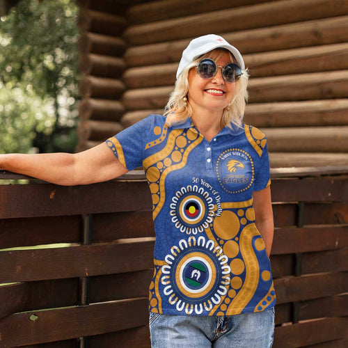Eagles NAIDOC 2026 Personalised Women Polo Shirt 50 Years of Deadly Aboriginal Art