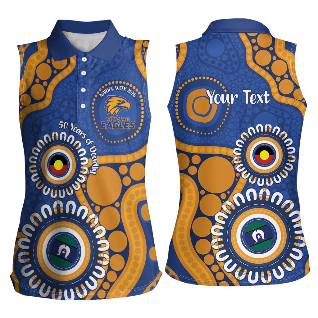 Eagles NAIDOC 2026 Personalised Women Sleeveless Polo Shirt 50 Years of Deadly Aboriginal Art