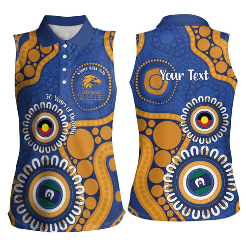 Eagles NAIDOC 2026 Personalised Women Sleeveless Polo Shirt 50 Years of Deadly Aboriginal Art