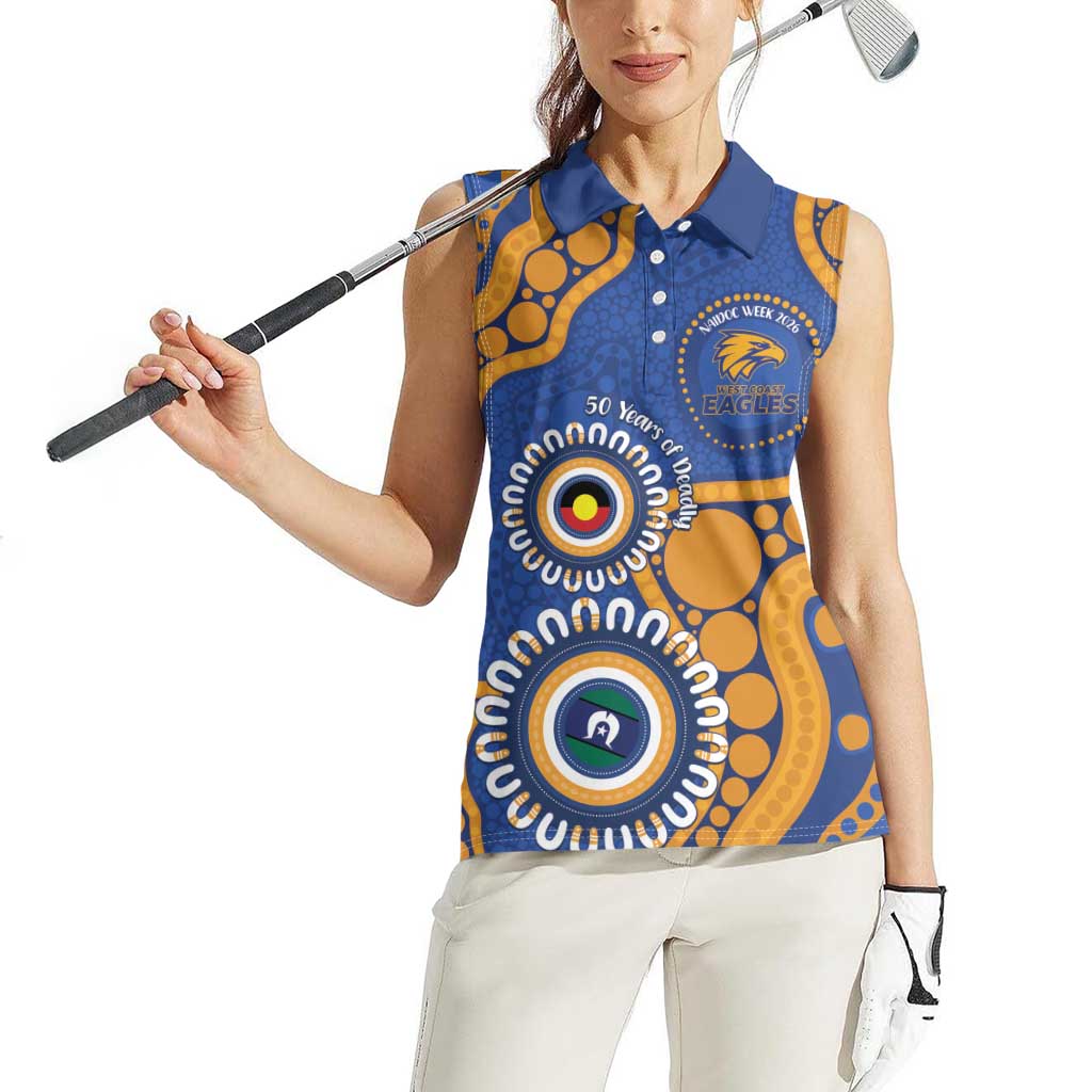 Eagles NAIDOC 2026 Personalised Women Sleeveless Polo Shirt 50 Years of Deadly Aboriginal Art