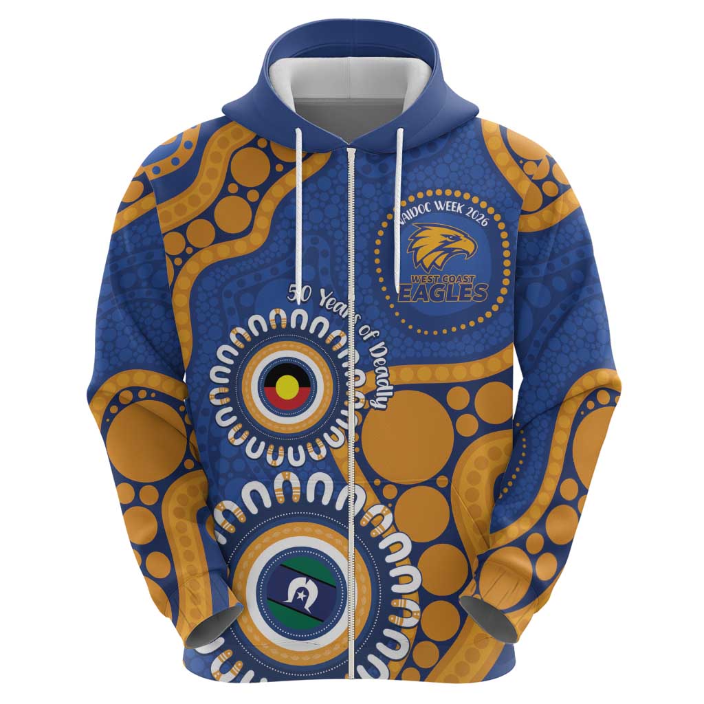 Eagles NAIDOC 2026 Personalised Zip Hoodie 50 Years of Deadly Aboriginal Art