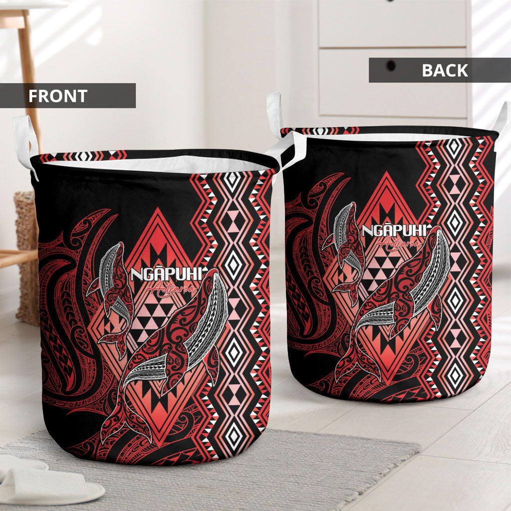 Aotearoa Iwi Ngapuhi Laundry Basket NZ Maori Humpback Whale Taniko Motifs