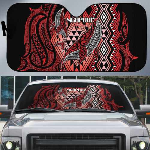 Aotearoa Iwi Ngapuhi Auto Sun Shade NZ Maori Humpback Whale Taniko Motifs
