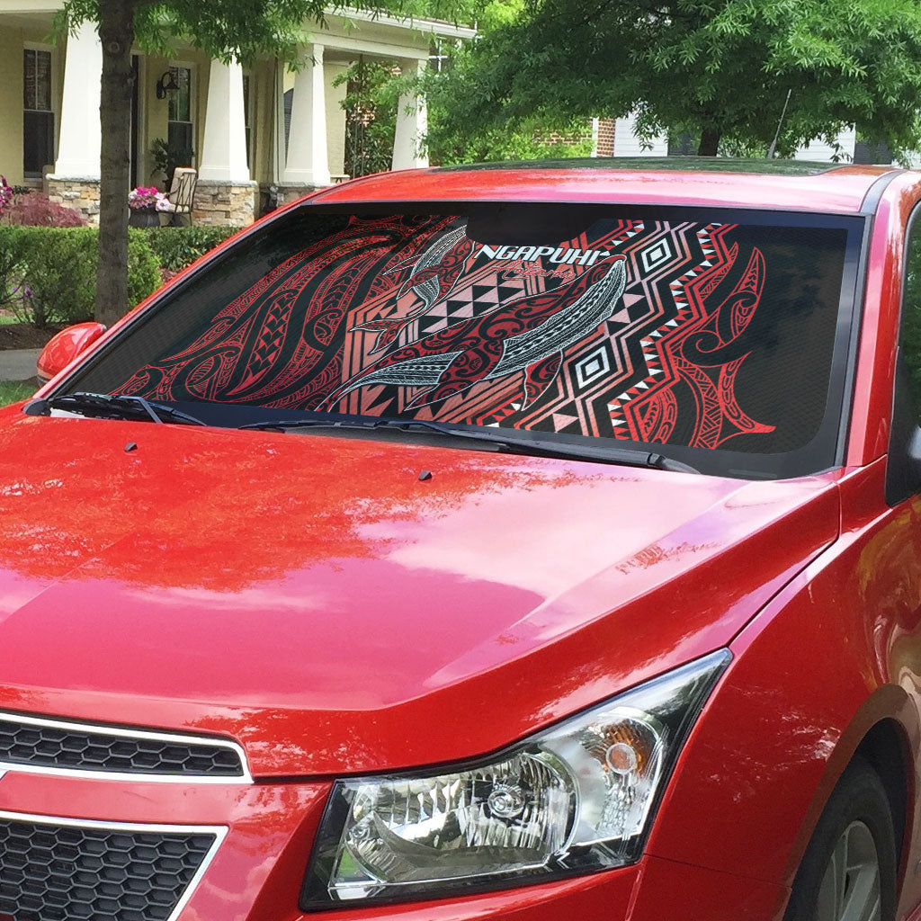 Aotearoa Iwi Ngapuhi Auto Sun Shade NZ Maori Humpback Whale Taniko Motifs
