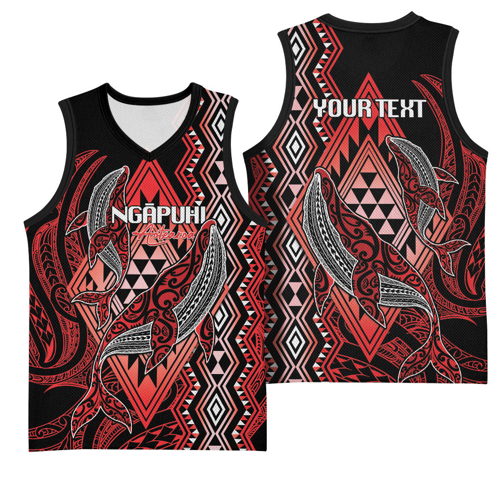 Aotearoa Iwi Ngapuhi Personalised Basketball Jersey NZ Maori Humpback Whale Taniko Motifs