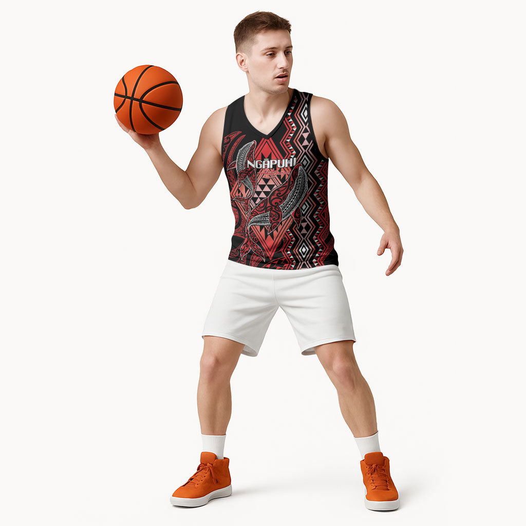 Aotearoa Iwi Ngapuhi Personalised Basketball Jersey NZ Maori Humpback Whale Taniko Motifs