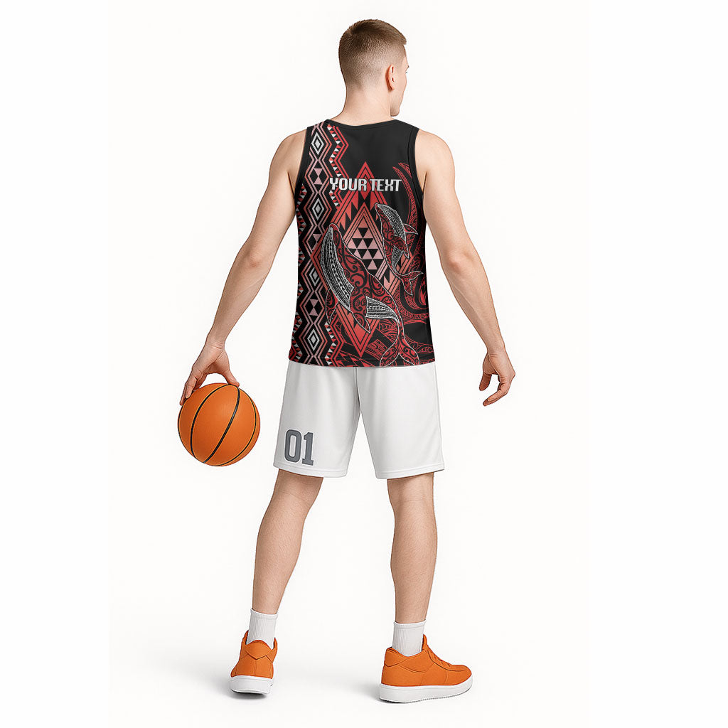 Aotearoa Iwi Ngapuhi Personalised Basketball Jersey NZ Maori Humpback Whale Taniko Motifs