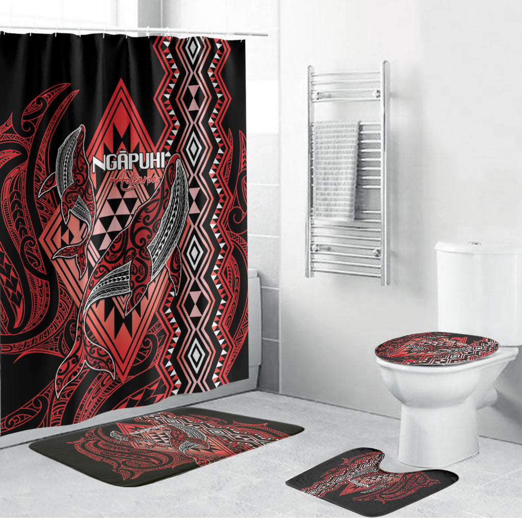 Aotearoa Iwi Ngapuhi Bathroom Set NZ Maori Humpback Whale Taniko Motifs