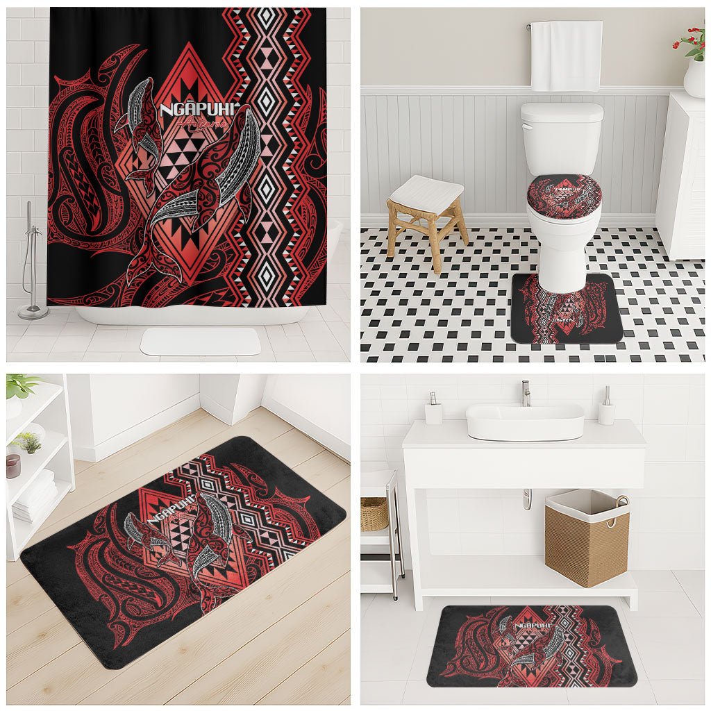 Aotearoa Iwi Ngapuhi Bathroom Set NZ Maori Humpback Whale Taniko Motifs