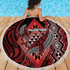 Aotearoa Iwi Ngapuhi Beach Blanket NZ Maori Humpback Whale Taniko Motifs