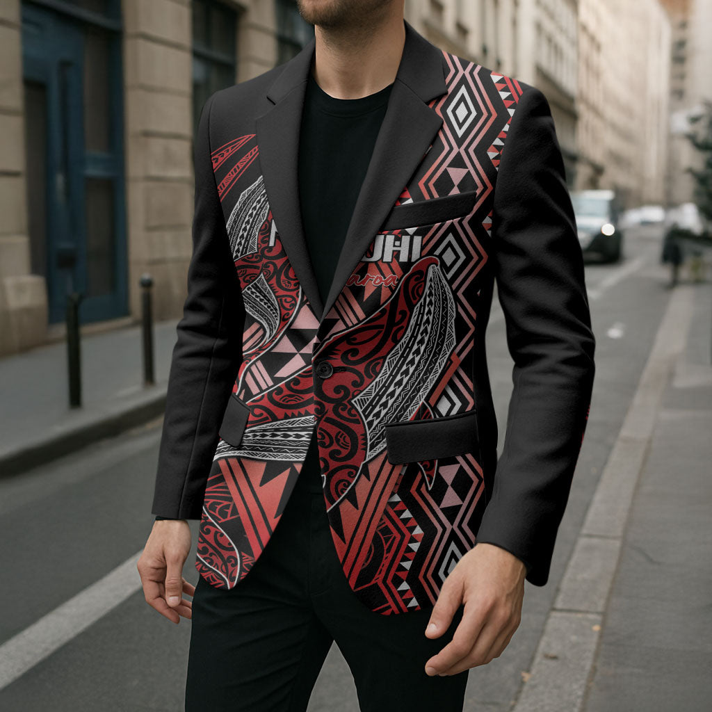 Aotearoa Iwi Ngapuhi Personalised Blazer NZ Maori Humpback Whale Taniko Motifs